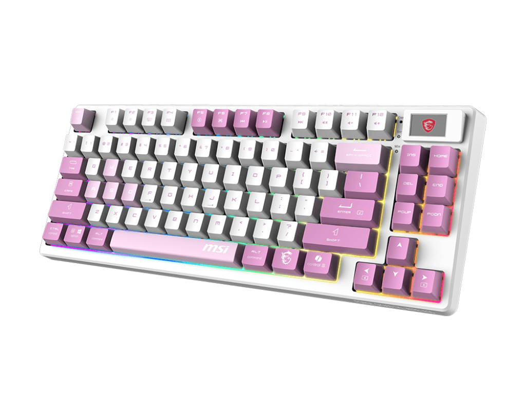 MSI FORGE GK600 TKL Wireless Violet Mechanical Gaming Keyboard — Tri-Mode (2.4 GHz / Bluetooth / USB), Hot-Swappable Linear Switches, 20-Mode RGB, PBT Keycaps, Full Anti-Ghosting, Tenkeyless Design/English