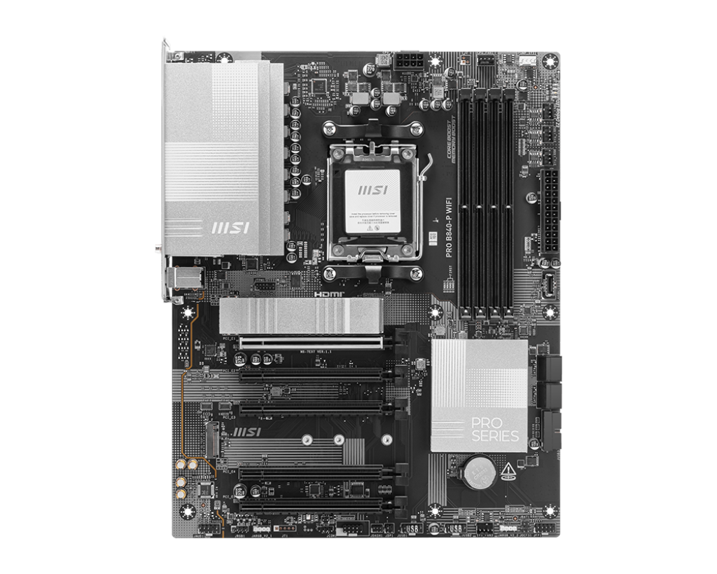 MSI PRO B840‑P WIFI ATX Motherboard – AMD B840, AM5, DDR5‑8000 OC, PCIe 4.0, Dual M.2 Gen4 Shield Frozr II, Wi‑Fi 7, 2.5 Gb LAN, ALC897 Audio