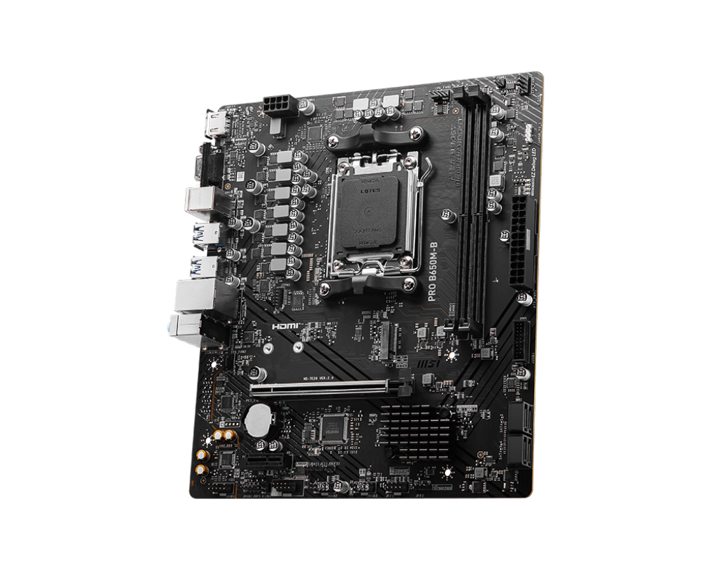 MSI PRO B650M-B – AM5 Micro-ATX Motherboard, Dual-DDR5 6800+MHz (OC), PCIe 4.0, 2.5G LAN, Realtek ALC897 Audio