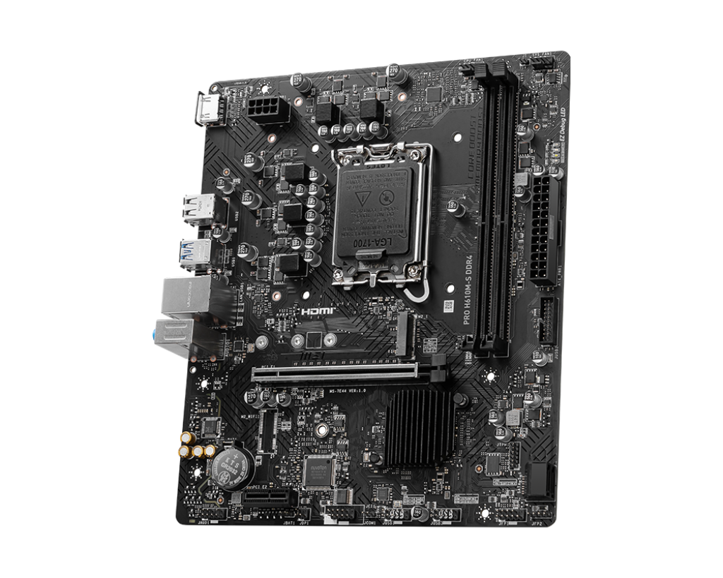 لوحة أم MSI PRO H610M‑S DDR4 Micro‑ATX - Intel H610، LGA 1700، DDR4‑3200، PCIe 4.0 x16، Gen3 M.2، HDMI 4K، Realtek 1 Gb LAN، صوت ALC897