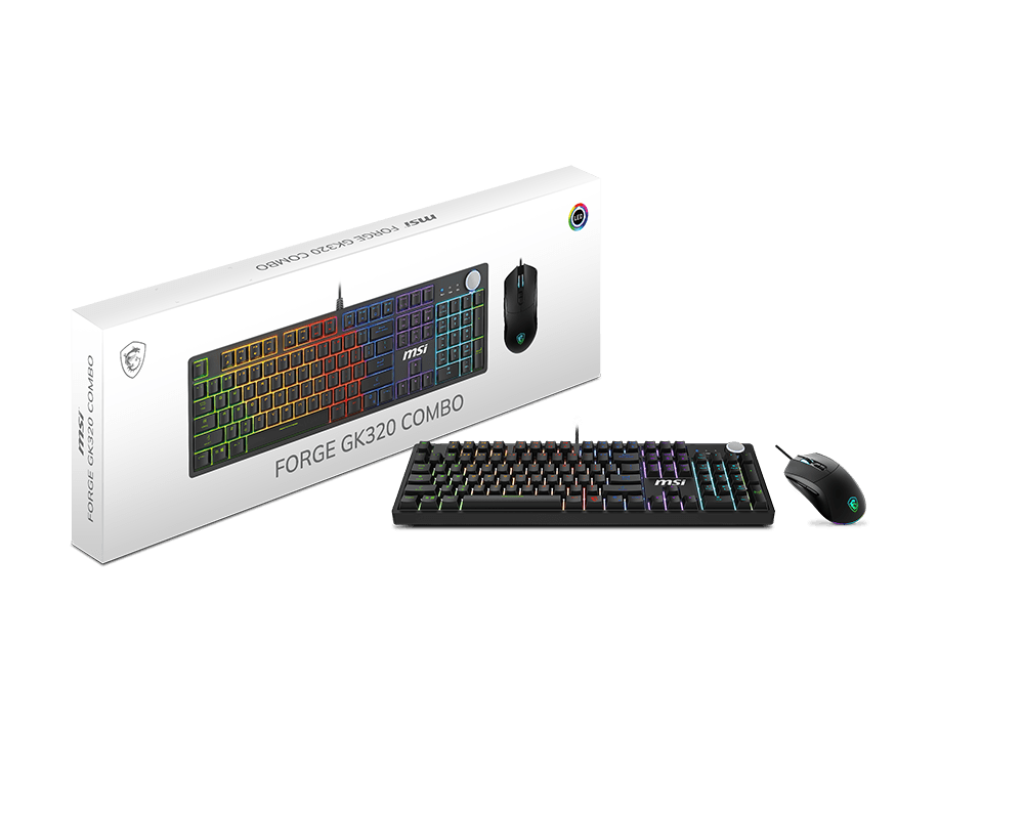 MSI FORGE GK320 Gaming Keyboard & Mouse Combo — Wired RGB Mechanical Keyboard, Hot-Swappable Linear Switches, Full Anti-Ghosting, RGB Gaming Mouse up to 12800 DPI, USB Connection/English