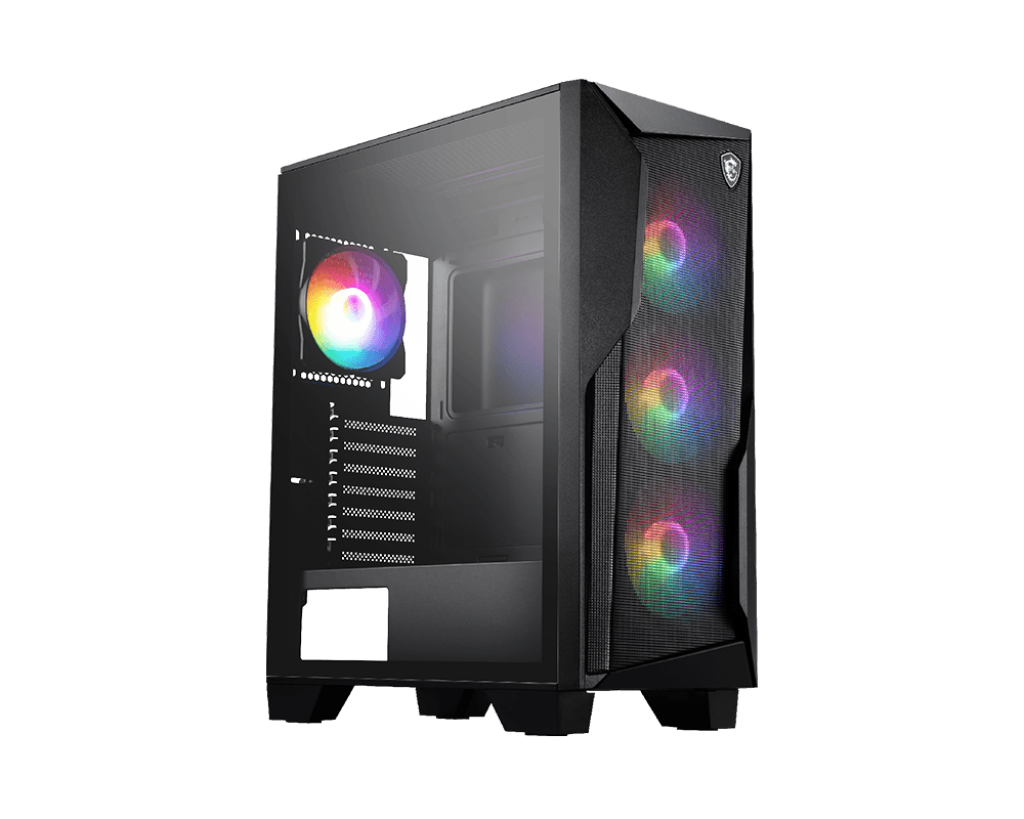 MSI MAG FORGE 130A AIRFLOW Mid-Tower PC Case — High-Airflow Mesh Front, Tempered Glass Side Panel, 4 Pre-Installed Auto-RGB Fans, USB 5Gbps Front I/O, Supports ATX/Micro-ATX/Mini-ITX