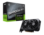 بطاقة رسومات MSI GeForce RTX 5060 SHADOW 2X OC - ذاكرة GDDR7 سعة 8 جيجابايت، وتردد 2535 ميجاهرتز، وفتحة PCIe 5.0، ومروحة TORX 5.0 مزدوجة، وتتبع الأشعة، وDLSS 4