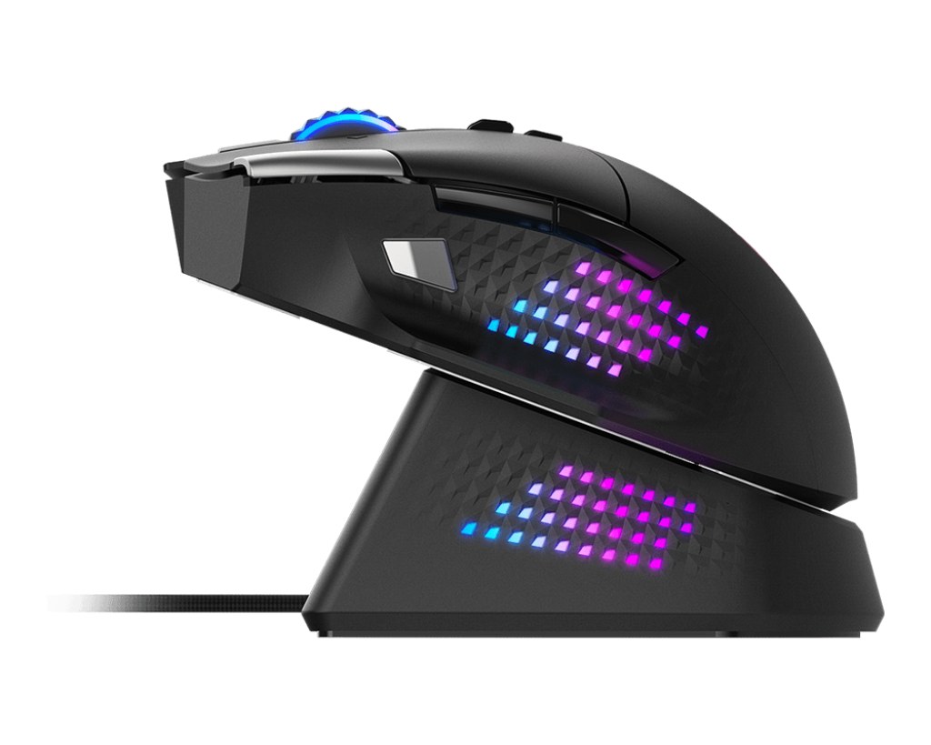 MSI VERSA PRO Wireless Gaming Mouse + Mouse Dock Pro — Tri-Mode Connectivity (2.4G / Bluetooth / USB), 26000 DPI Optical Sensor, 1000Hz Polling Rate, RGB Lighting, Rechargeable Dock, Ergonomic Design