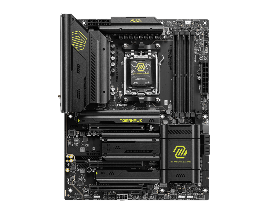 لوحة أم MSI MAG X870 Tomahawk للألعاب اللاسلكية (معالجات AMD Ryzen 9000/8000/7000 - AM5 - DDR5 - PCIe 5.0 - M.2 Gen5 - SATA 6Gb/s - USB 40Gbps - HDMI/DP - Wi-Fi 7 - Bluetooth 5.4 - 5Gbps LAN - ATX)