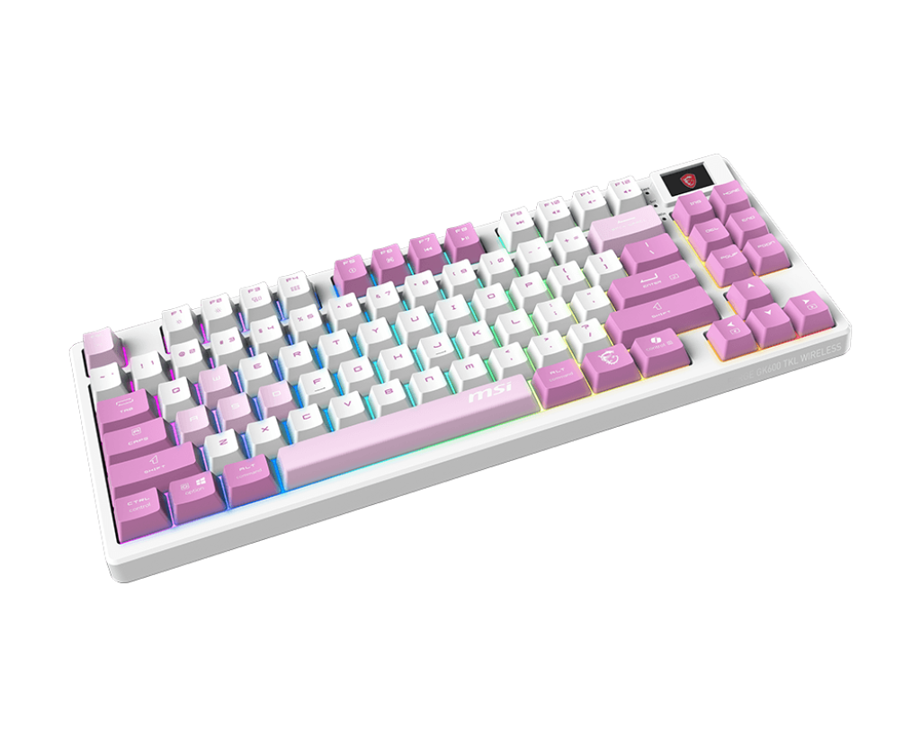 MSI FORGE GK600 TKL Wireless Violet Mechanical Gaming Keyboard — Tri-Mode (2.4 GHz / Bluetooth / USB), Hot-Swappable Linear Switches, 20-Mode RGB, PBT Keycaps, Full Anti-Ghosting, Tenkeyless Design/English