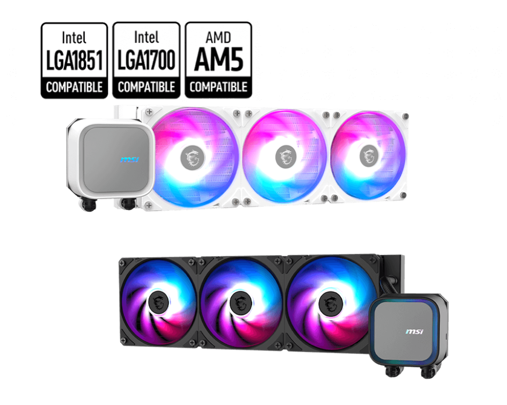 مبرد سائل MSI MAG CORELIQUID A13 360 AIO - مشعاع 360 مم، ARGB، مراوح CycloBlade، قاعدة نحاسية، يدعم LGA1700/AM5