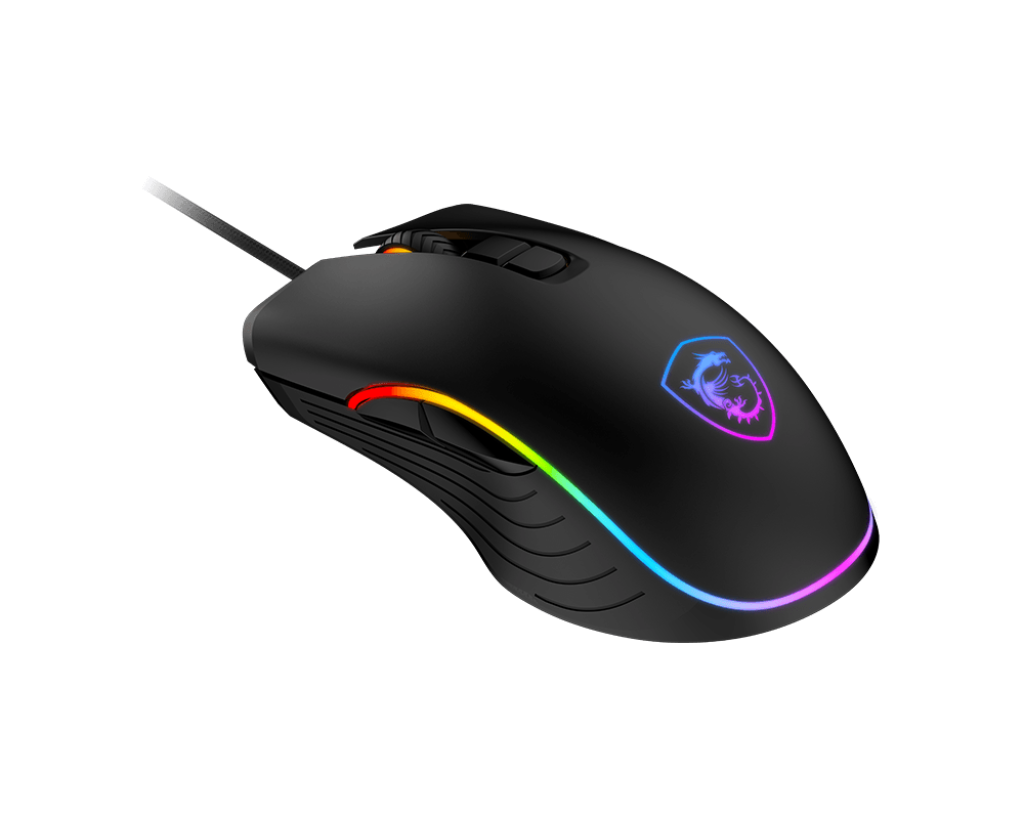 ماوس الألعاب MSI FORGE GM300 - 7200 نقطة في البوصة، إضاءة RGB، 7 أزرار، تصميم متماثل، متانة تصل إلى 10 ملايين نقرة