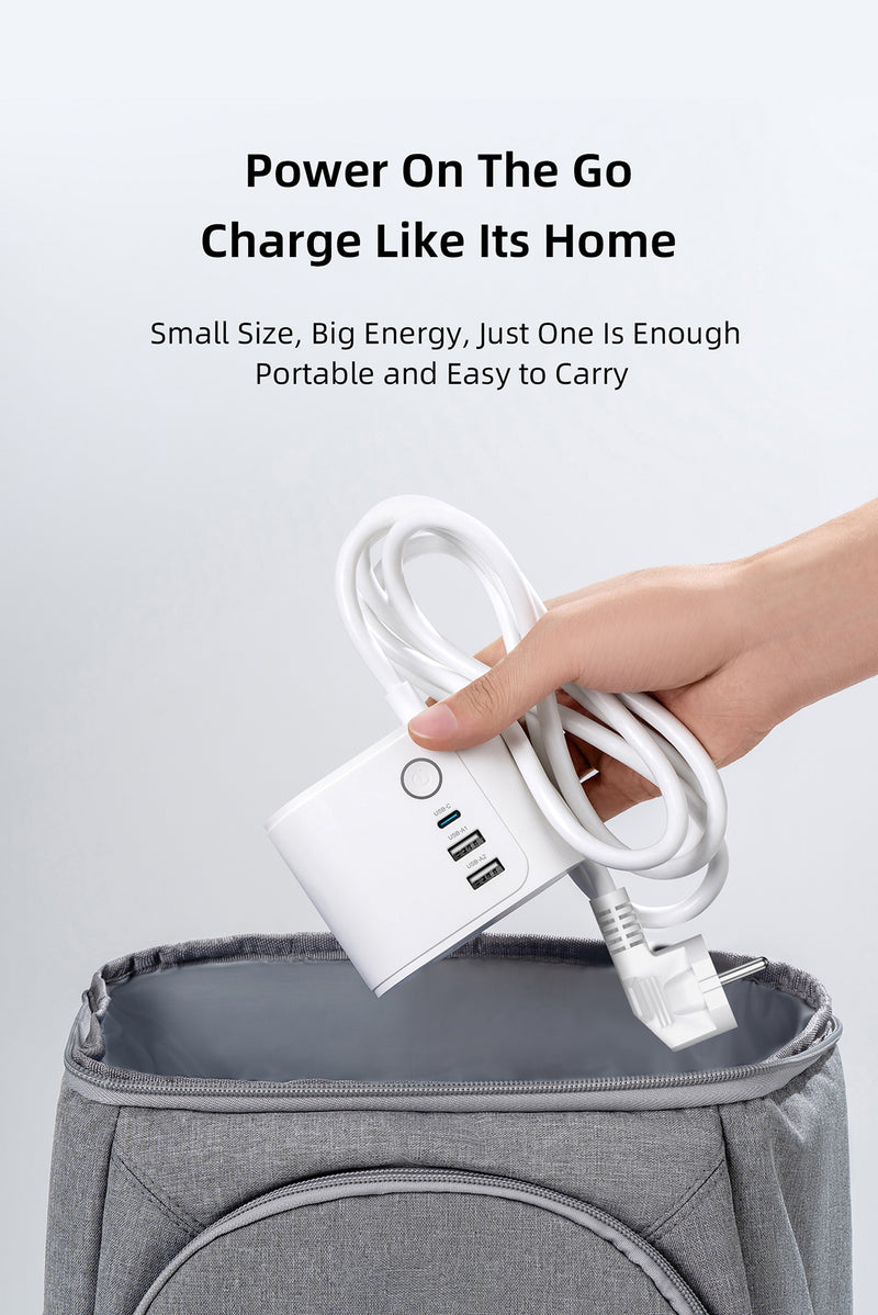 Huntkey 35W (AC 2500W) Universal Charge Pub A35 مصنوع لسطح المكتب 1 مقبس تمديد (أبيض، 1.8 متر، مع منفذ USB)