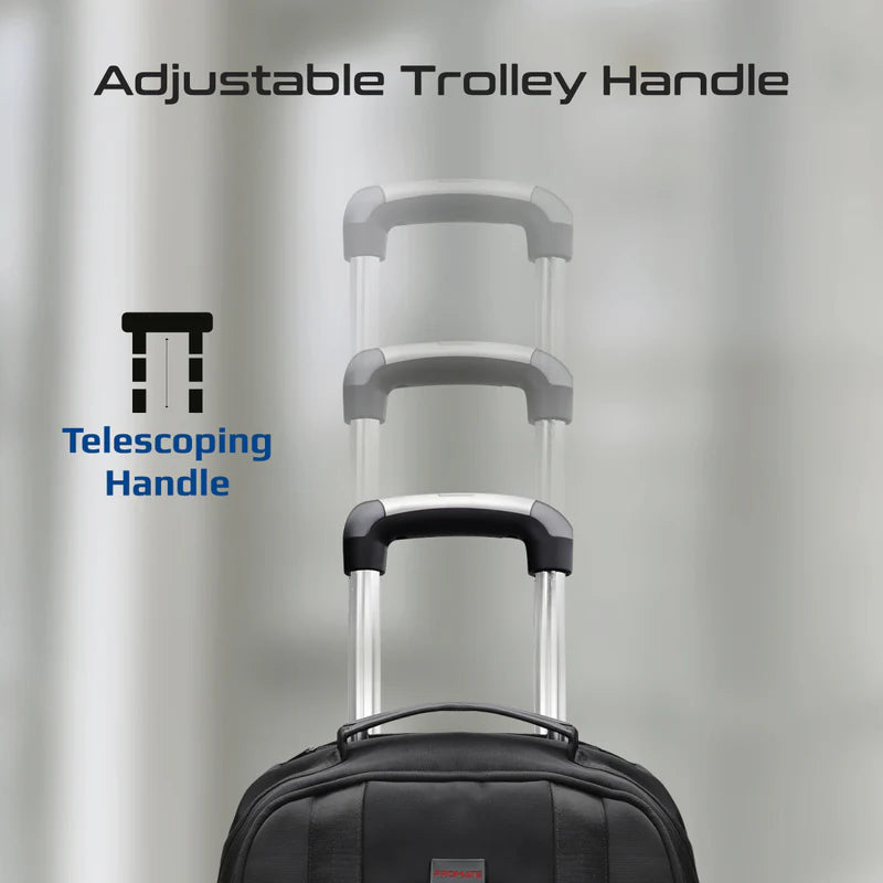 Promate CramPack-TR Multi-Functional 15.6” Laptop Trolley Bag with Large Multiple Compartments