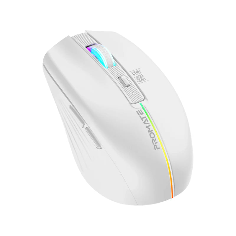 Promate Kitt 2.4GHz Wireless Ergonomic Optical Mouse with LED Rainbow Lights