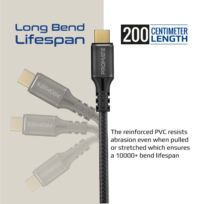 Promate 240W Super Speed Fast Charging USB-C to USB-C - 2m