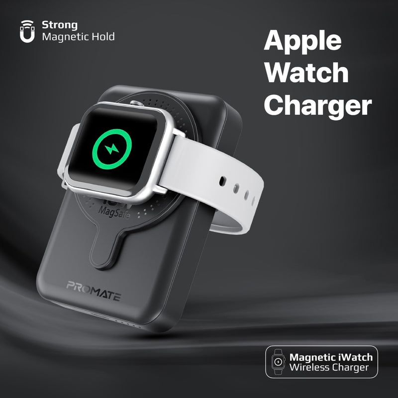 بطارية الشحن الخارجية Promate SuperCharge MagSafe بسعة 10,000 مللي أمبير في الساعة وساعة Apple Watch اللاسلكية