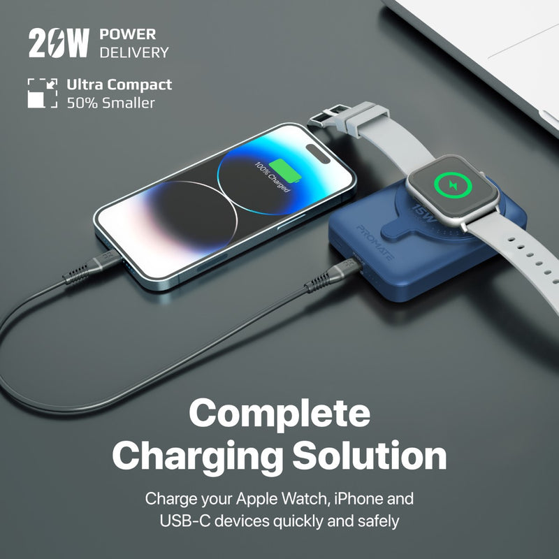 Promate 10,000mAh SuperCharge MagSafe & Apple Watch Wireless Charging Power Bank