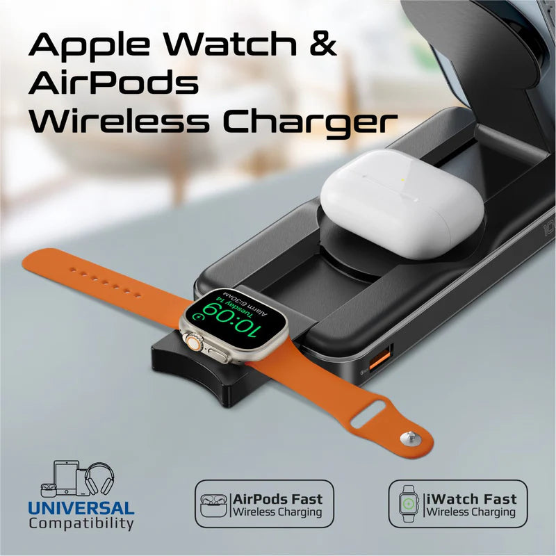 باور بانك بروميت 5 في 1 قابل للطي ومتوافق مع MagSafe وشحن لاسلكي بقدرة 10000 مللي أمبير في الساعة