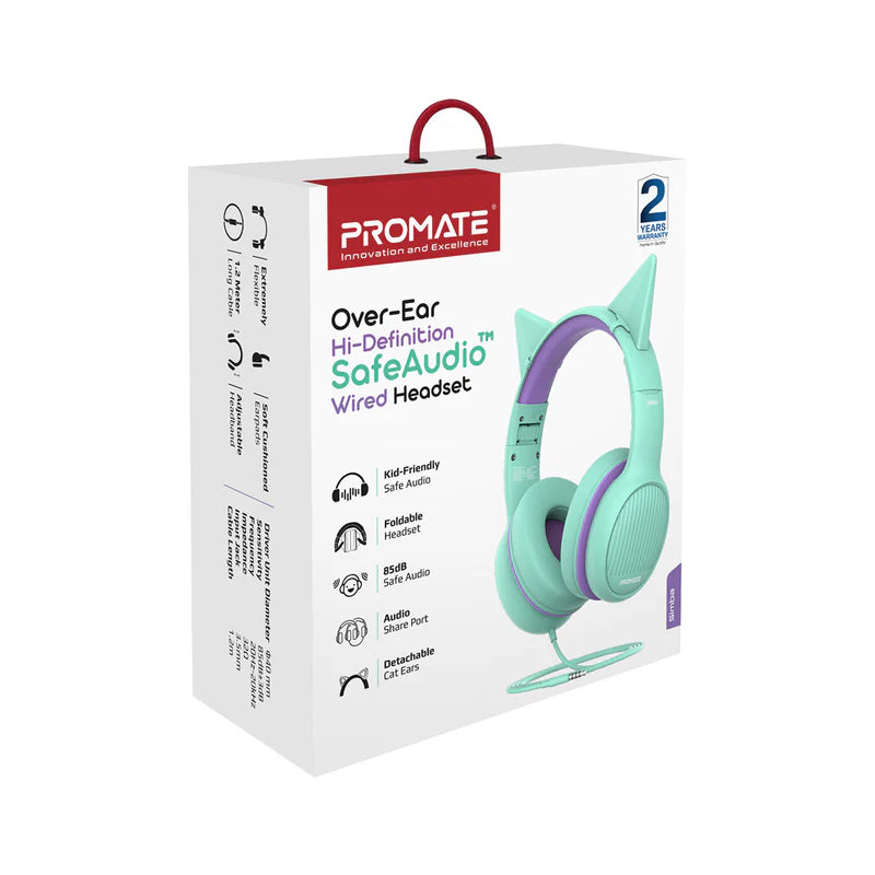 Promate Over-Ear Hi-Definition SafeAudio™ Wired Headset