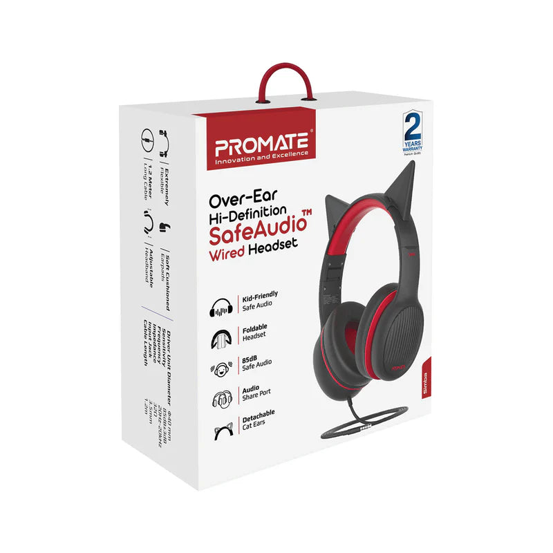 Promate Over-Ear Hi-Definition SafeAudio™ Wired Headset