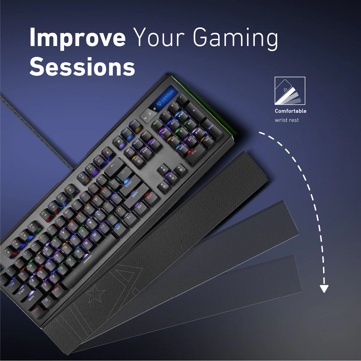 Vertux Toucan Pro-Gamer Mechanical Wired Gaming Keyboard .EN/AR