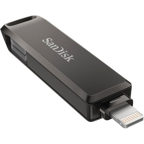 محرك أقراص فلاش SanDisk iXpand Luxe سعة 64 جيجابايت - موصلات USB Type-C وLightning مزدوجة، USB 3.1 الجيل الأول، تصميم دوار معدني بالكامل، نسخ احتياطي تلقائي لجهاز iPhone
