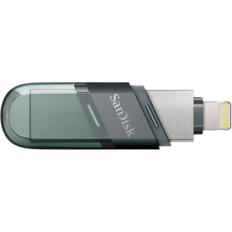 SanDisk iXpand Flash Drive Flip 128GB – Dual Lightning & USB 3.1 Type-A, Automatic iPhone Backup, Password Protection, Sea Green