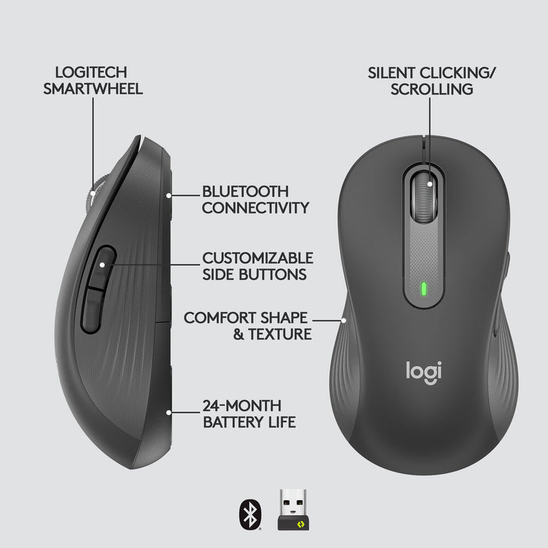 Logitech Signature M650 L Left Handed Wireless Mouse (Graphite)