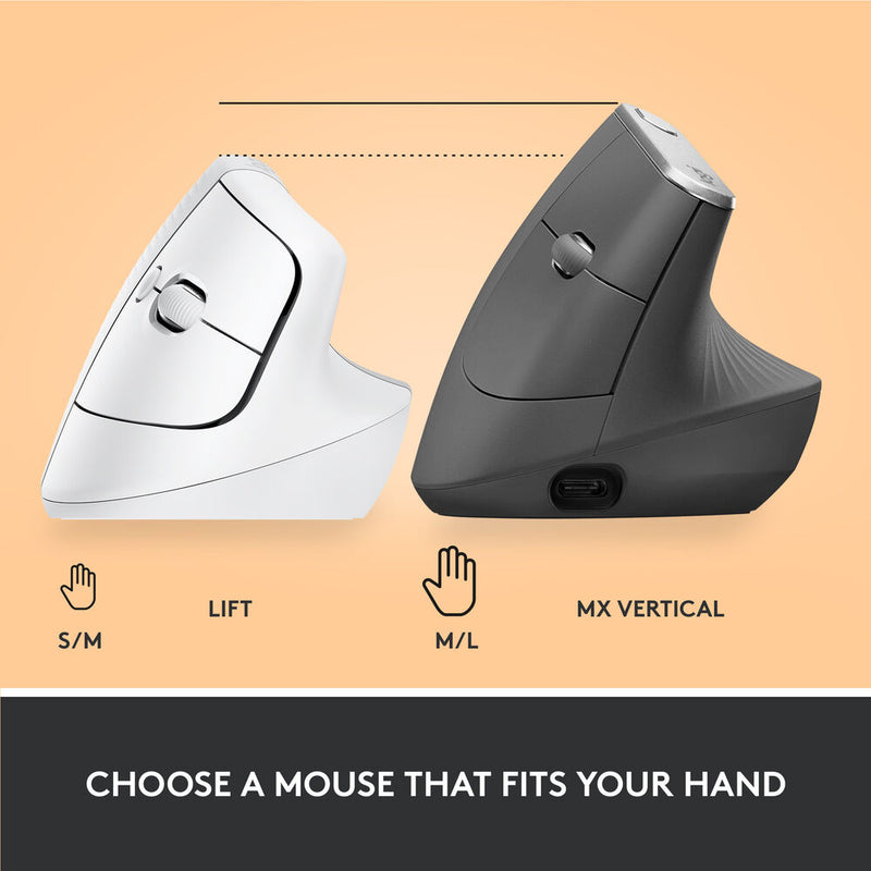 Logitech Lift Vertical Ergonomic Wireless Mouse