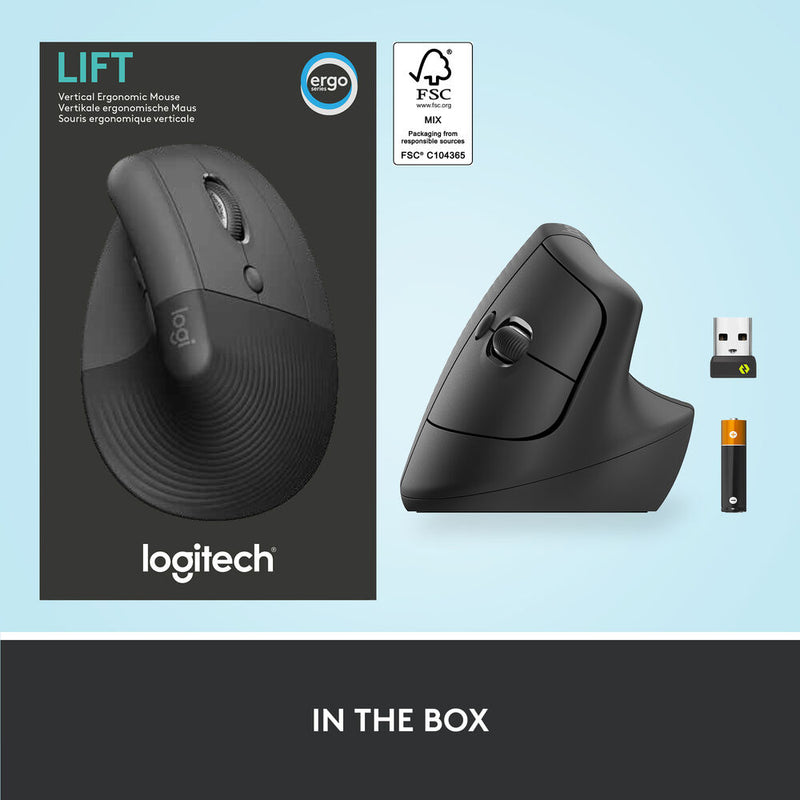 Logitech Lift Vertical Ergonomic Wireless Mouse