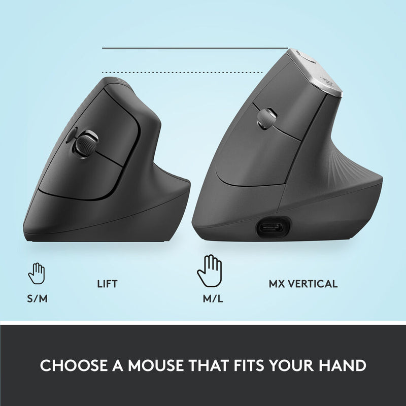 Logitech Lift Vertical Ergonomic Wireless Mouse