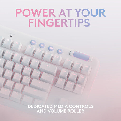 لوحة مفاتيح الألعاب الميكانيكية اللاسلكية Logitech G715 TKL - مفاتيح GX، LIGHTSPEED وبلوتوث، RGB، أغطية مفاتيح PBT، مسند راحة اليد - أبيض ضبابي
