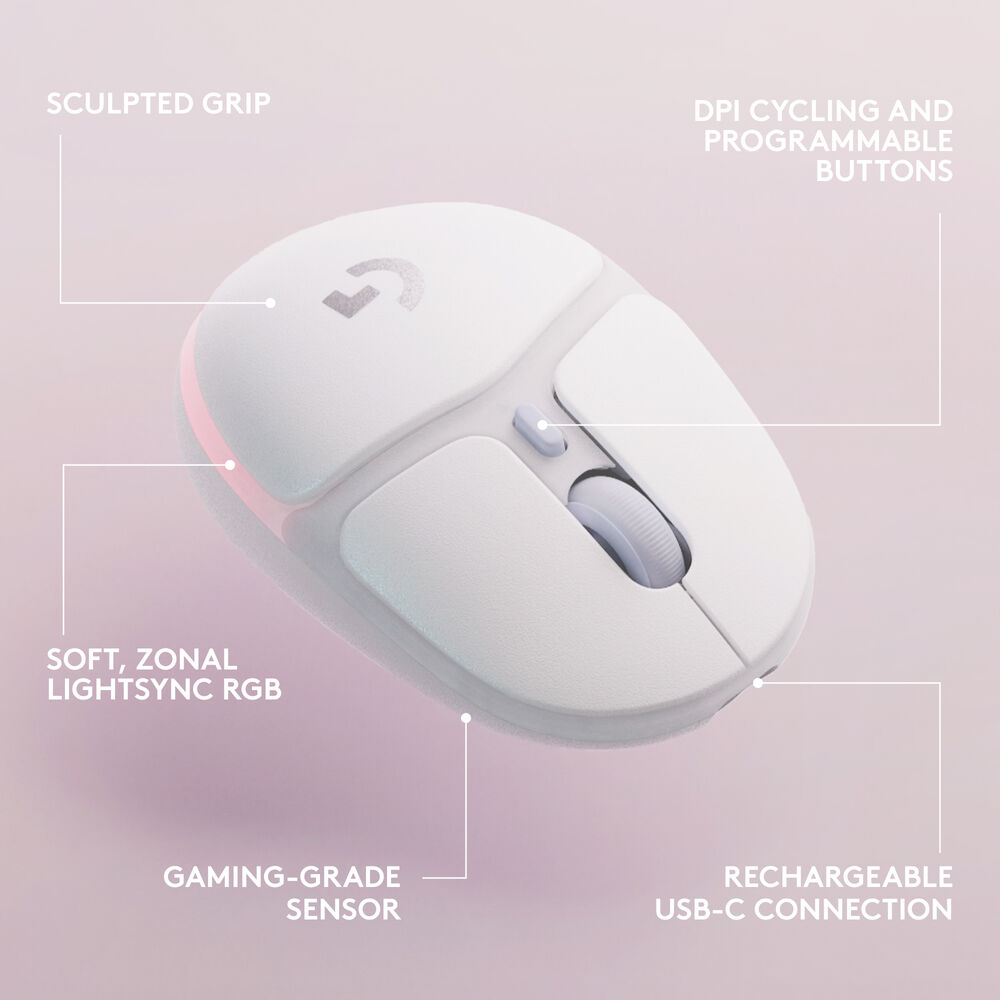 Logitech G705 LIGHTSPEED Wireless Gaming Mouse – 8200 DPI, RGB, USB-C, Bluetooth, 6 Programmable Buttons, Compact Design