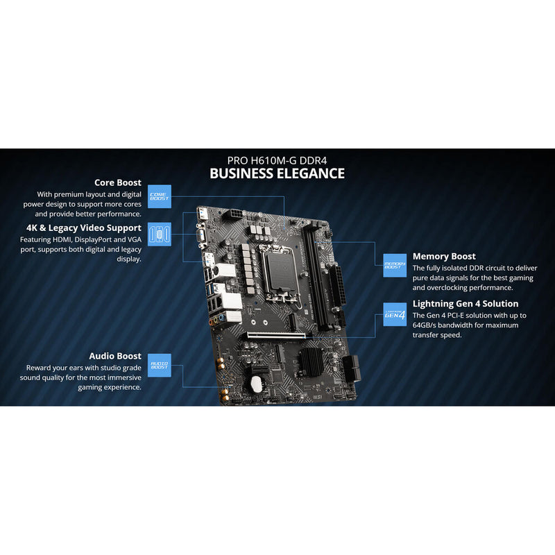 MSI PRO H610M-G WIFI DDR4 LGA 1700 Mini-ATX Motherboard