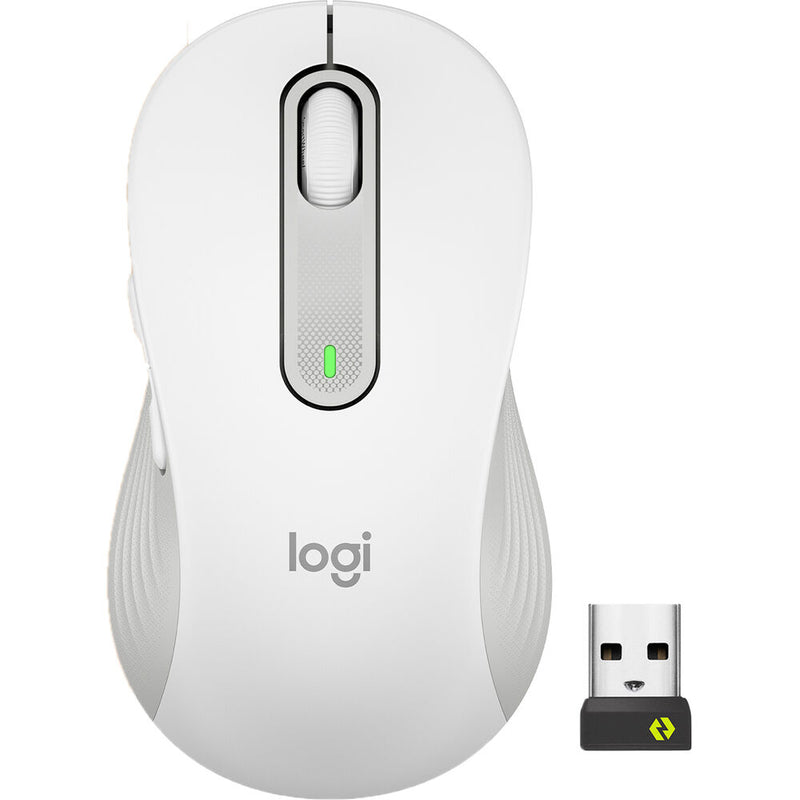 ماوس Logitech Signature M650 كبير لاسلكي + بلوتوث للأعمال (أبيض فاتح)