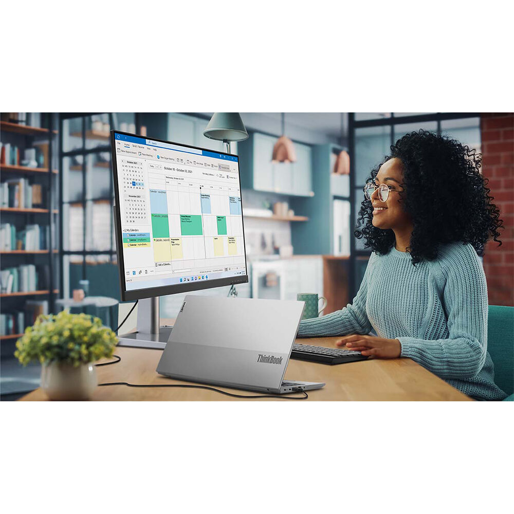 Lenovo L27m-30-2022 - شاشة يومية - 27 بوصة FHD - 75 هرتز - AMD FreeSync - معتمدة للضوء الأزرق المنخفض - حامل قابل للإمالة - مكبرات صوت مدمجة - HDMI وVGA وUSB-C، رمادي