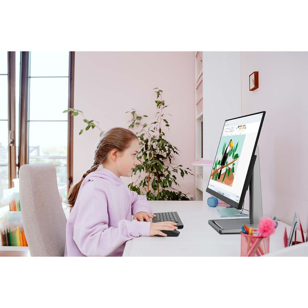 Lenovo L27m-30-2022 - شاشة يومية - 27 بوصة FHD - 75 هرتز - AMD FreeSync - معتمدة للضوء الأزرق المنخفض - حامل قابل للإمالة - مكبرات صوت مدمجة - HDMI وVGA وUSB-C، رمادي