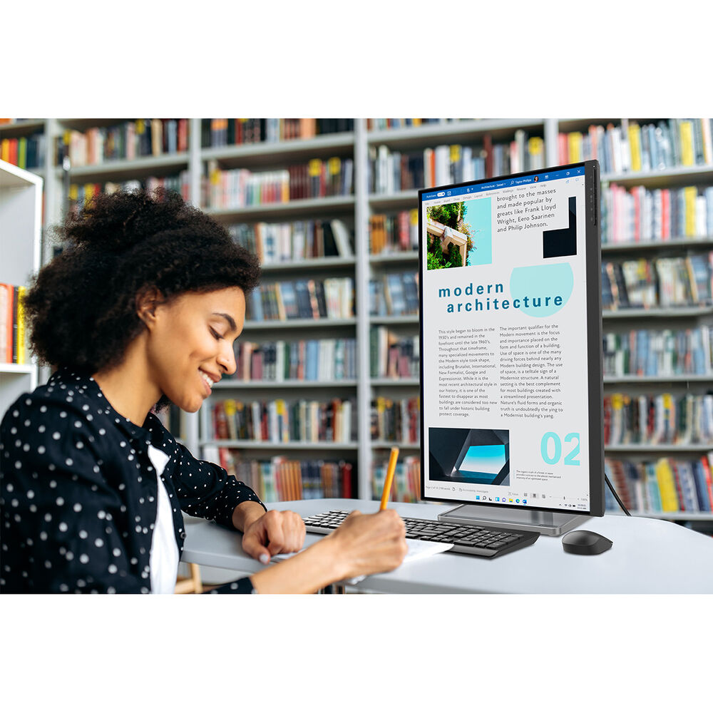 Lenovo L27m-30-2022 - شاشة يومية - 27 بوصة FHD - 75 هرتز - AMD FreeSync - معتمدة للضوء الأزرق المنخفض - حامل قابل للإمالة - مكبرات صوت مدمجة - HDMI وVGA وUSB-C، رمادي