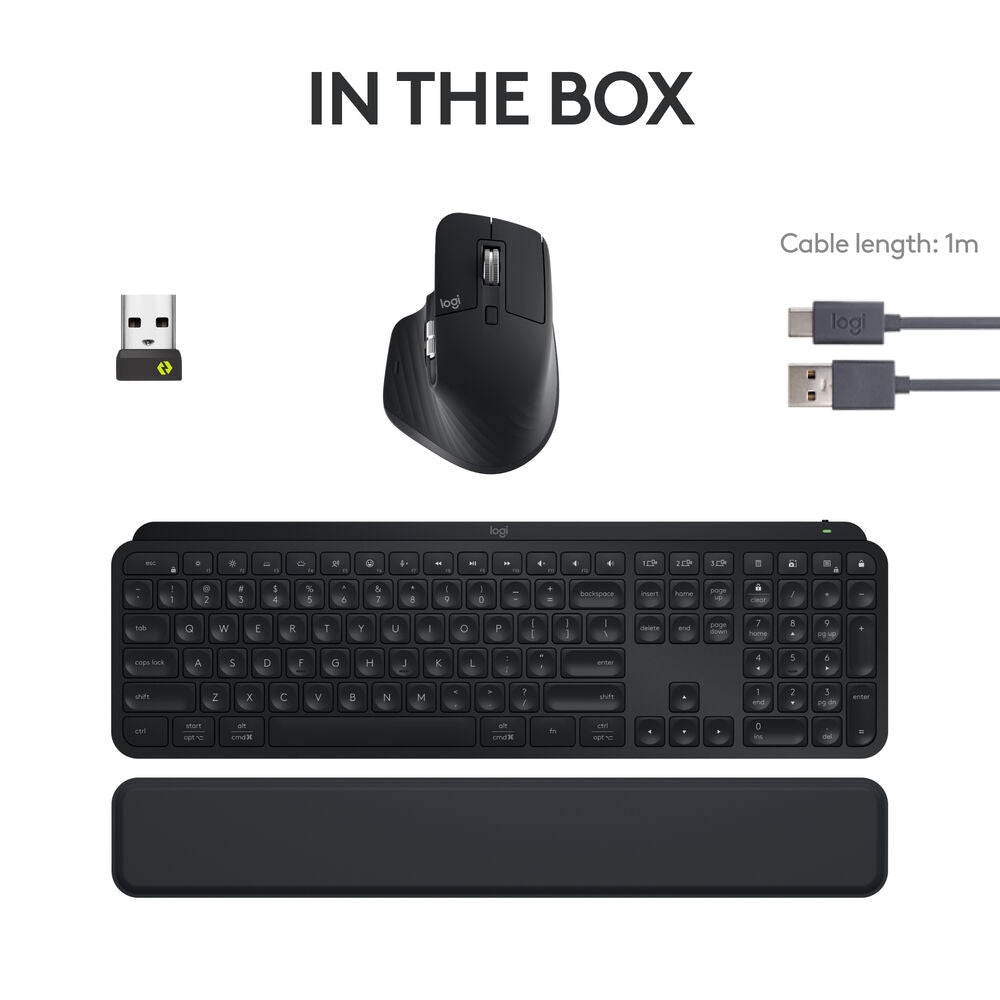 مجموعة لوحة مفاتيح وماوس لاسلكية Logitech MX Keys S (أسود)