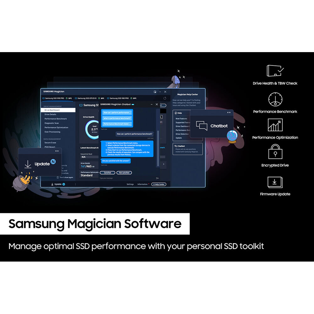 Samsung 990 PRO 1TB NVMe PCIe Gen 4.0 M.2 SSD with Heatsink – Up to 7,450 MB/s Read, 6,900 MB/s Write, PS5 Compatible, Smart Thermal Control