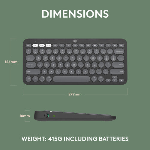 Logitech Pebble Keys 2 K380S Wireless Keyboard (Tonal Graphite)