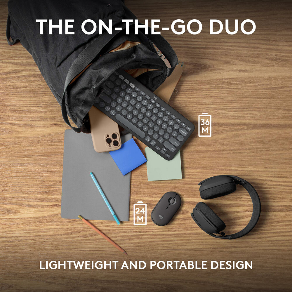 Logitech Pebble 2 Wireless Keyboard and Mouse Combo (Tonal Graphite)
