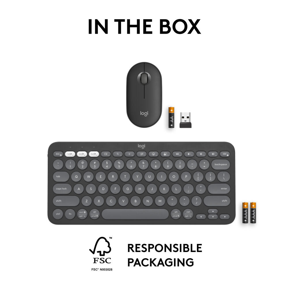 Logitech Pebble 2 Wireless Keyboard and Mouse Combo (Tonal Graphite)