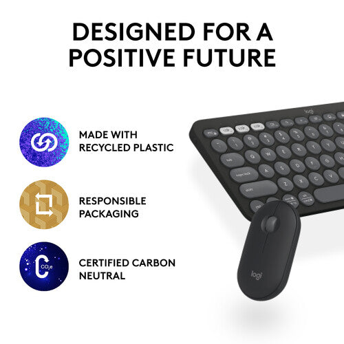 Logitech Pebble 2 Wireless Keyboard and Mouse Combo (Tonal Graphite)