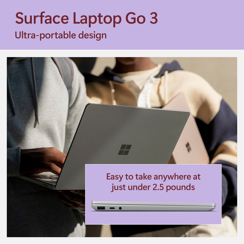 Microsoft 12.4 بوصة Multi-Touch Surface Laptop Go 3 للأعمال - Core i5-1235U - 8 جيجا رام - 256 جيجا SSD - ويندوز 11 هوم