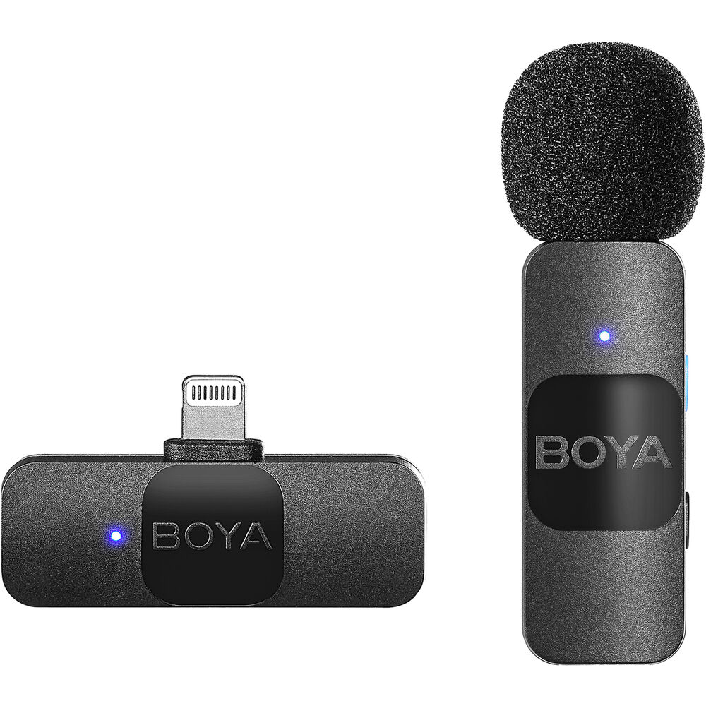 BOYA BY-V2 نظام ميكروفون لاسلكي فائق الصغر لشخصين مع موصل Lightning لأجهزة iOS (2.4 جيجا هرتز)