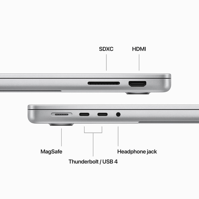 Apple شريحة MacBook Pro M3 مقاس 14.2 بوصة، وحدة معالجة مركزية 8 النواة - ذاكرة وصول عشوائي سعتها 16 جيجابايت - محرك أقراص SSD سعة 1 تيرابايت - وحدة معالجة رسومات 10 نواة (رمادي فلكي)