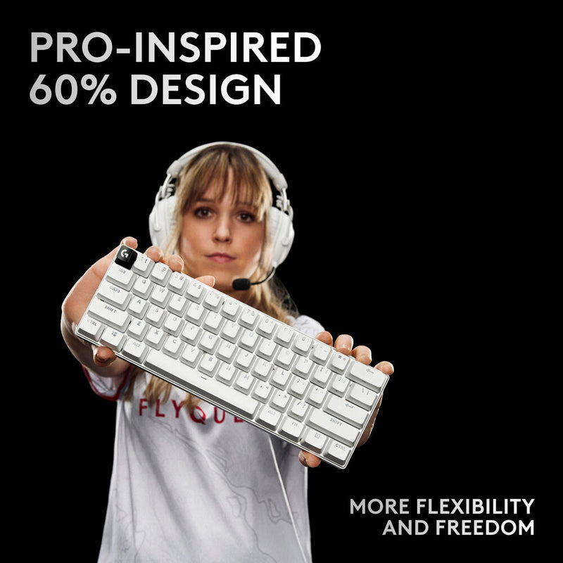 Logitech G PRO X 60 LIGHTSPEED Wireless Gaming Keyboard (White, Tactile Switches)