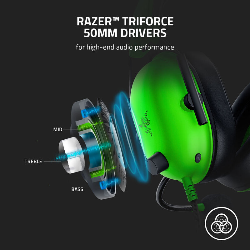 سماعة الألعاب Razer BlackShark V2 X: صوت محيطي 7.1 - مشغلات 50 مم - وسادة إسفنجية الذاكرة - لجهاز PS4، PS5، الكمبيوتر الشخصي (ستيريو فقط) - مقبس صوت 3.5 مم