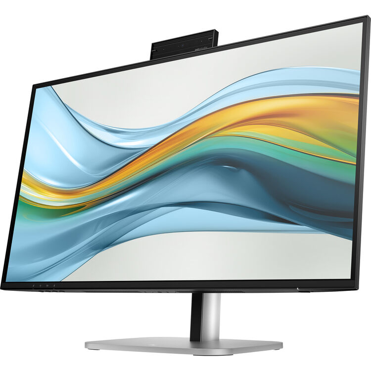 شاشة HP مقاس 27 بوصة QHD IPS، معدل تحديث 100 هرتز، منفذ USB-C بقوة 100 واط، منفذ HDMI/DP، منفذ RJ45، كاميرا ويب مدمجة بالأشعة تحت الحمراء بدقة 5 ميجابكسل، مكبرات صوت وميكروفونات، مستشعر إضاءة محيطية، موزع USB 3.2 مع KVM