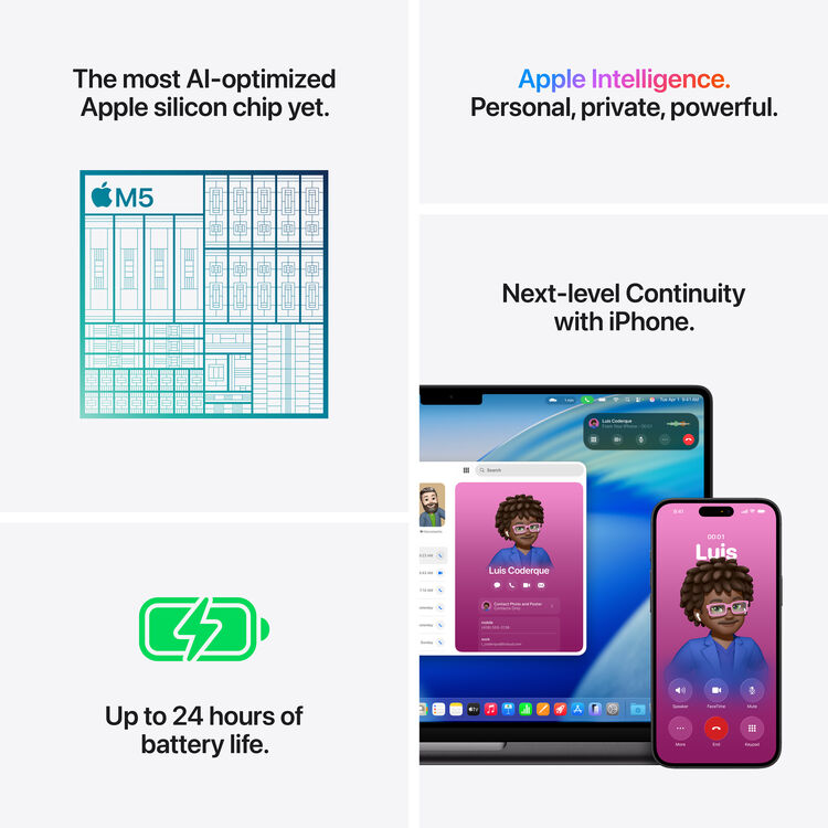 ماك بوك آبل 14 بوصة M5 Pro بمعالج 10 نوى - ذاكرة عشوائية 24 جيجابايت - قرص صلب SSD بسعة 1 تيرابايت - معالج رسومات 10 نوى - عربي (أسود فضاء) (نسخة)