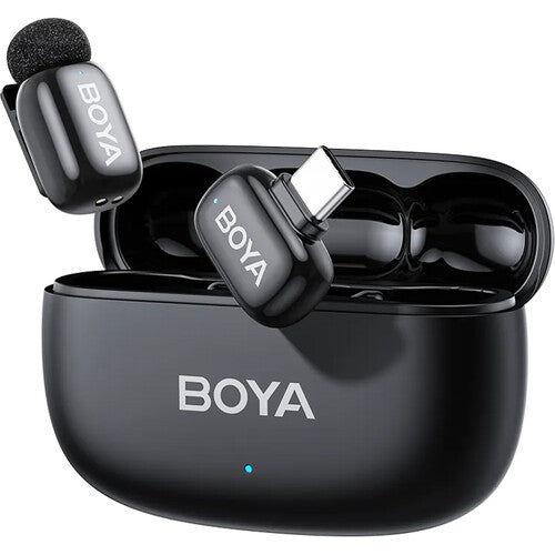 ميكروفون لافاليير لاسلكي فائق الصغر BOYA Mini 2-05، مستقبل USB-C، صوت بدقة 48kHz/24-bit، إلغاء ضوضاء بالذكاء الاصطناعي حتى ‎-40dB، مدى 100m، عمر بطارية 30H، وميكروفون يُثبت بالمشبك بوزن 5g
