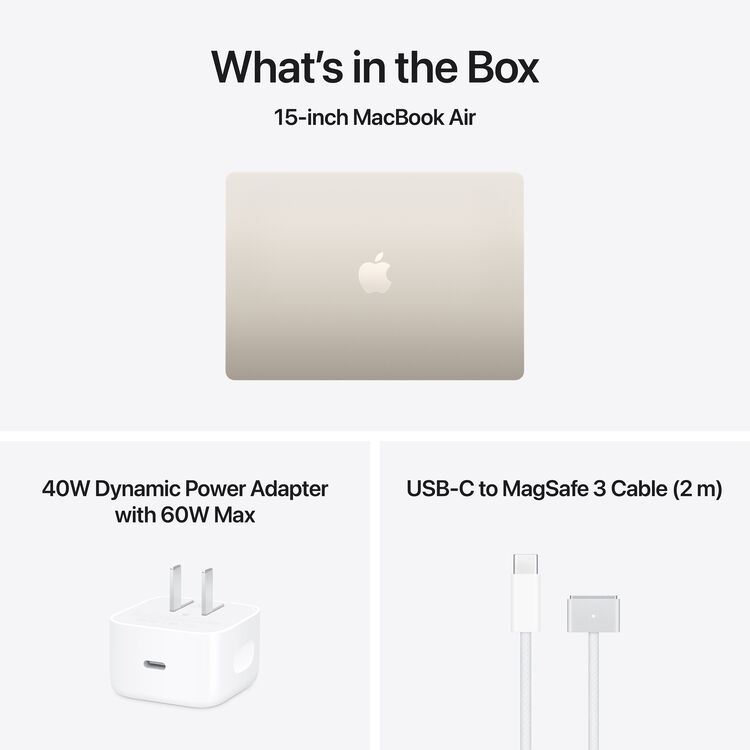 Apple 15" MacBook Air M5 10-Core CPU - 16GB RAM - 512GB SSD - 10-Core GPU - Arabic (Starlight)
